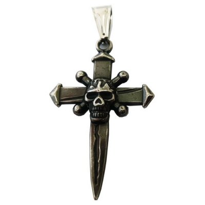 FSP18W52 Cross Sord Skull Pendant